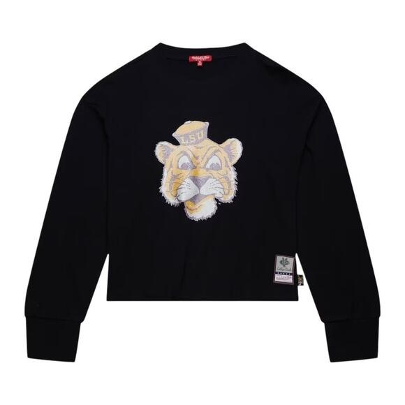 NWT! Mitchell & Ness Louisiana State University Glitter Crop Crewneck - Size L - Picture 1 of 7